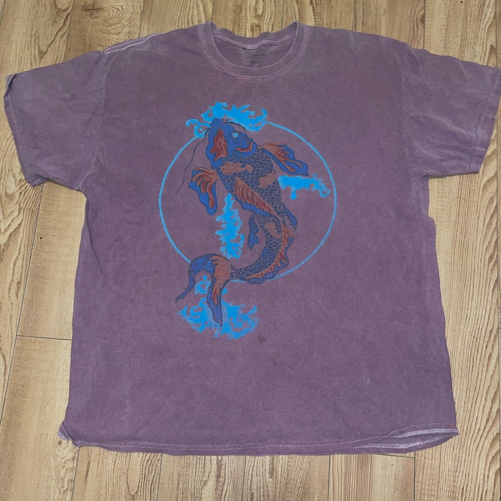 urban outfitters oversized purple Koi fish shirt